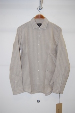 2014 S/S JAMA RICO Linen Stripe Wide Collor Shirt BEIGE×GRAY