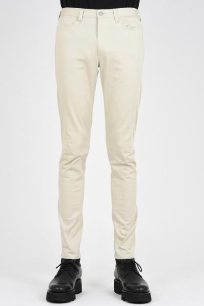 2015 A/W LAD MUSICIAN COMPACT CHINO STRECH SKINNY PANTS WHITE BEIGE