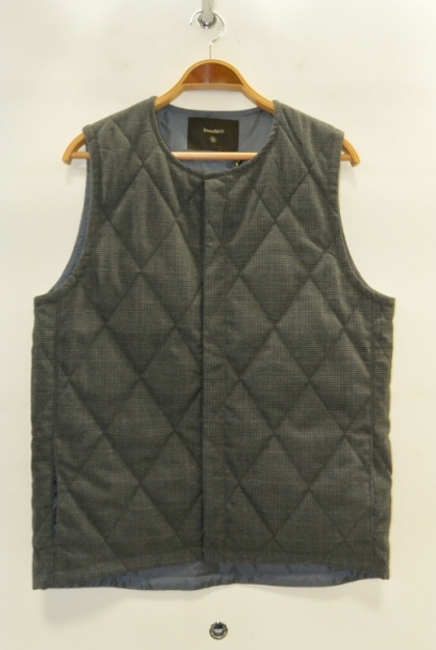 2015 A/W JAMA RICO CHECK QUILTIG VEST CHARCOAL