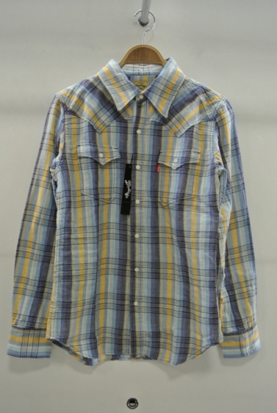 2015 S/S MARBLES L/SL Double Gauze Check Shirt BLUE×BEIGE