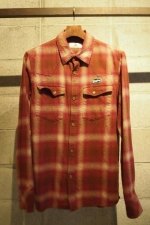 2017 S/S M original smoky ombre check western shirts BURGUNDY