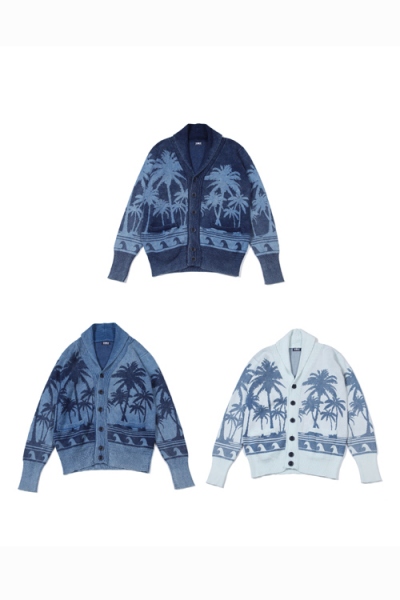 2018 S/S TMT INDIGO PARM-TREE JACQUARD KNIT CARDIGAN