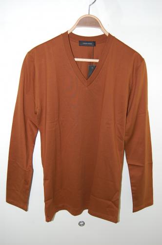 kurkku×LITHIUM HOMME SILKET POC V-NECK LS T L-BROWN