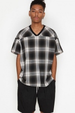 2019 S/S NUMBER (N)INE OMBRE CHECK BIG SHOULDER SHORT SLEEVE PULLOVER SHIRT				