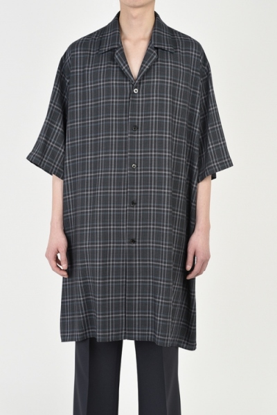 2021 S/S LAD MUSICIAN MODAL OMBRE GLEN CHECK LONG SHIRT「Lotus