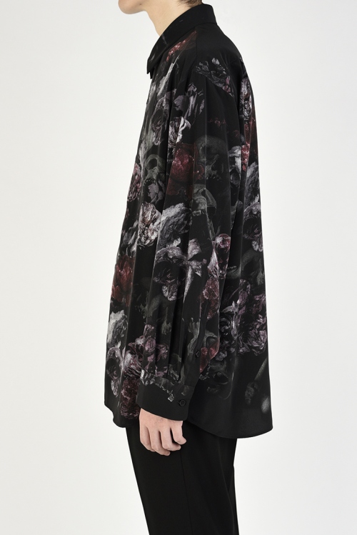 2020 A/W LAD MUSICIAN DECHINE INKJET FLOWER SKULL BIG SHIRT「Lotus 