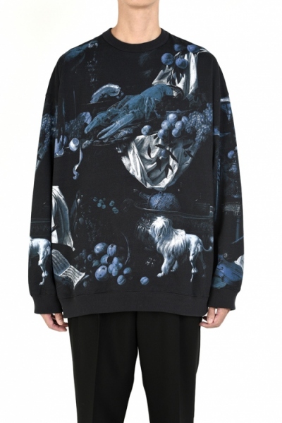 2020 A/W LAD MUSICIAN INKJET BIRD DOG MONKY CREW NECK BIG PULLOVER