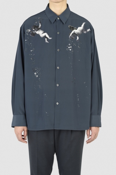 2021 A/W LAD MUSICIAN DECHIN INKJET ANGEL BIG SHIRT