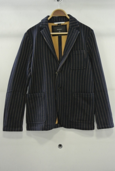 2014 A/W JAMA RICO QUILTING STRIPE KNIT JACKET NAVY