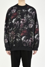 2020 A/W LAD MUSICIAN INKJET FLOWER SKULL CREW NECK BIG PULLOVER