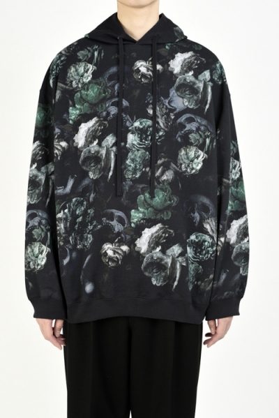 2020 A/W LAD MUSICIAN INKJET FLOWER SKULL BIG PULLOVER PARKA